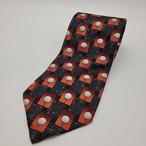 Ermenegildo Zegna Multi Color Silk Tie with Golf Ball & Tee Print 58.5x4" NWOT